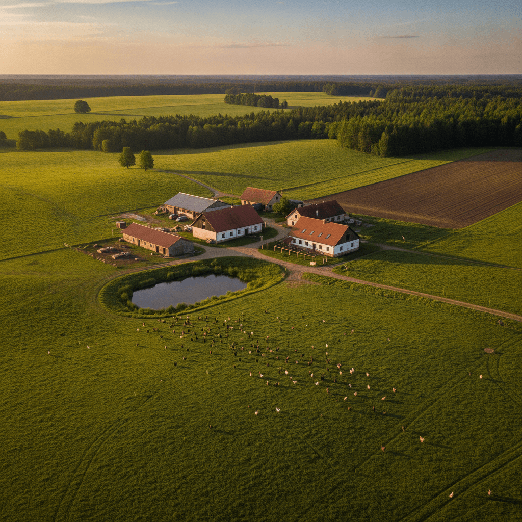 Ferma Kowalskich z lotu ptaka